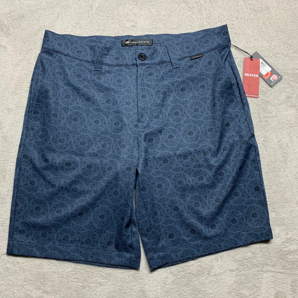 NWT Travis Mathew Beyond The Limits Heater Shorts Blue Mens Size 32 Measures 34"